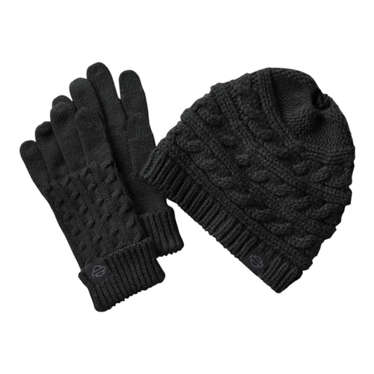 WOMEN'S PONYTAIL BEANIE GIFT SET - BLACK