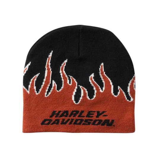 H-D FLAMES KNIT BEANIE - ORANGE