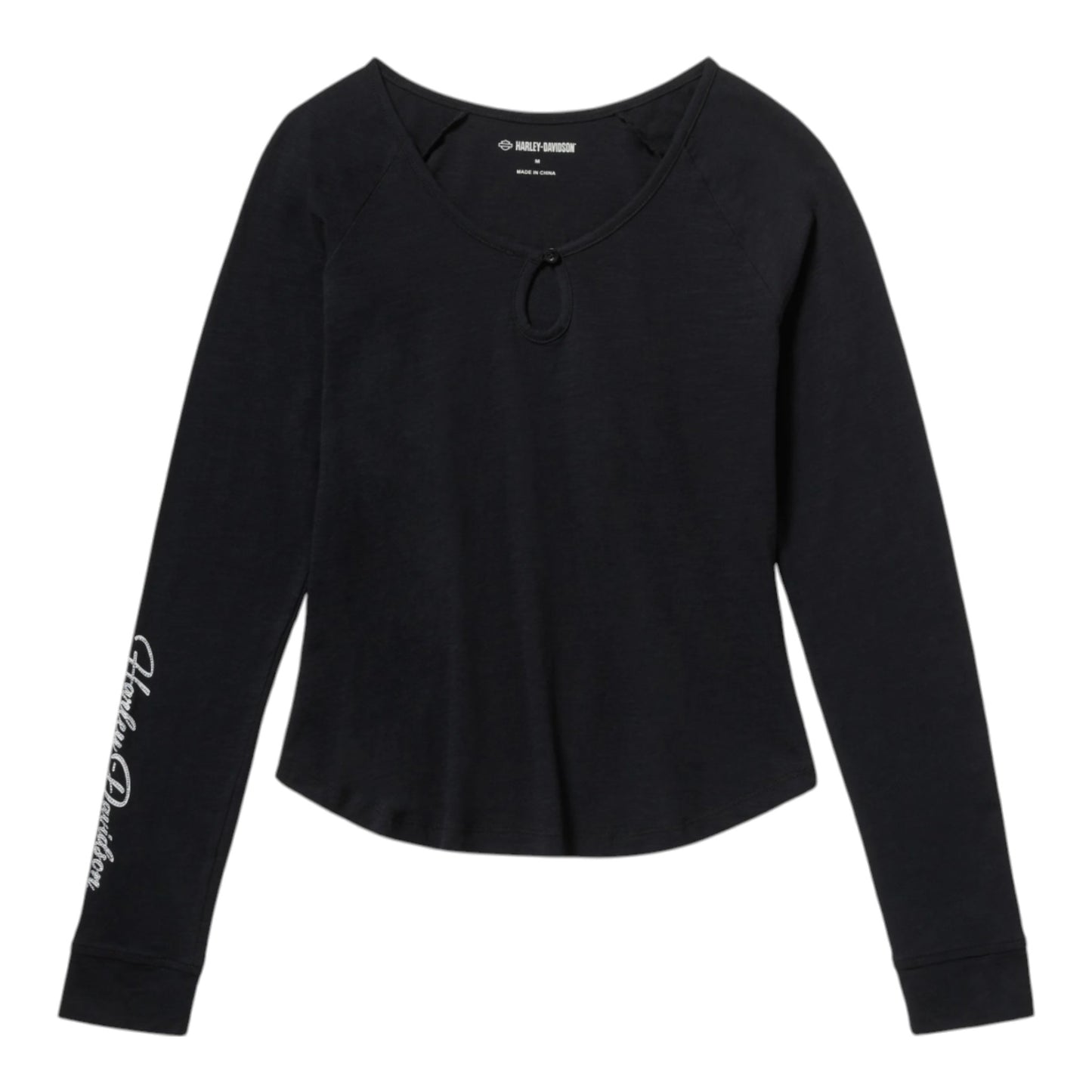 ESSENTIAL BLING KEYHOLE HENLEY - BLACK