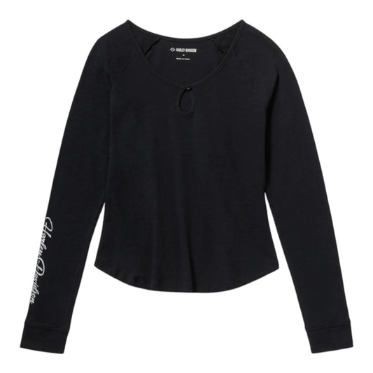ESSENTIAL BLING KEYHOLE HENLEY - BLACK