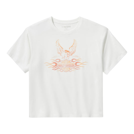 FLAMING EAGLE BOXY TEE - WHITE