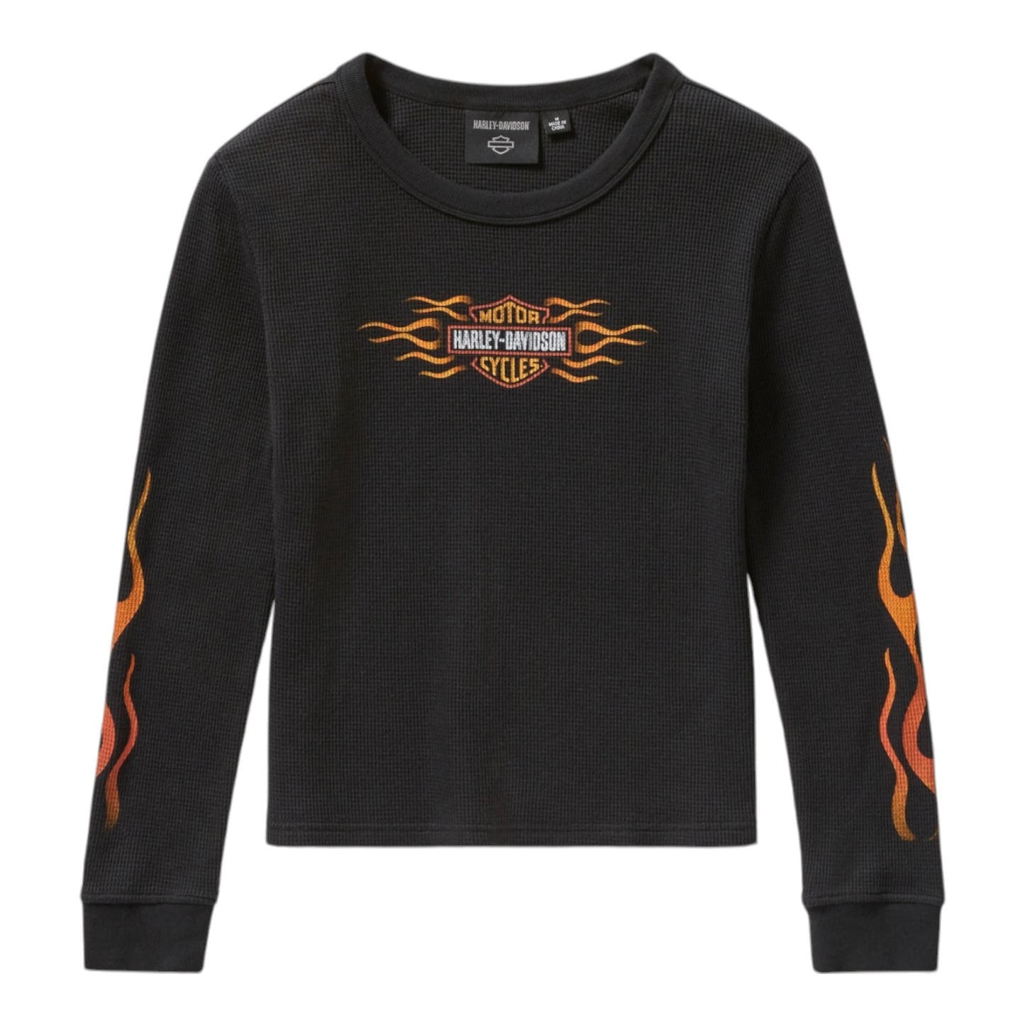 VINTAGE FLAMES KNIT TOP - BLACK