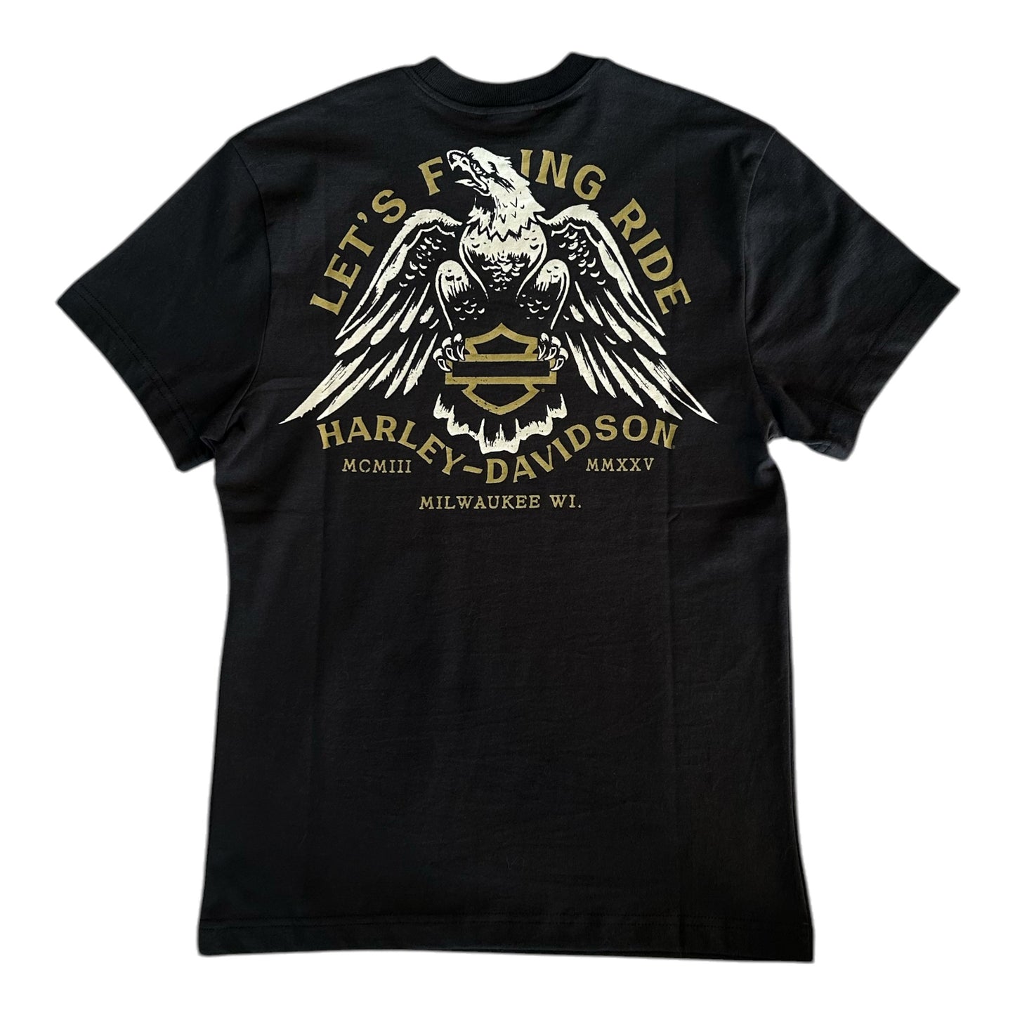 MILWAUKEE LET'S FUCKING RIDE EAGLE TEE - BLACK/GOLD