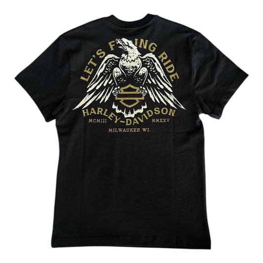 MILWAUKEE LET'S FUCKING RIDE EAGLE TEE - BLACK/GOLD