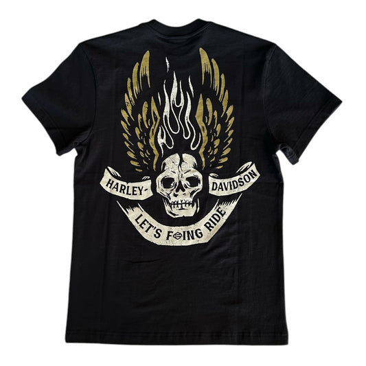 LET'S FUCKING RIDE EAGLE TEE - BLACK/GOLD