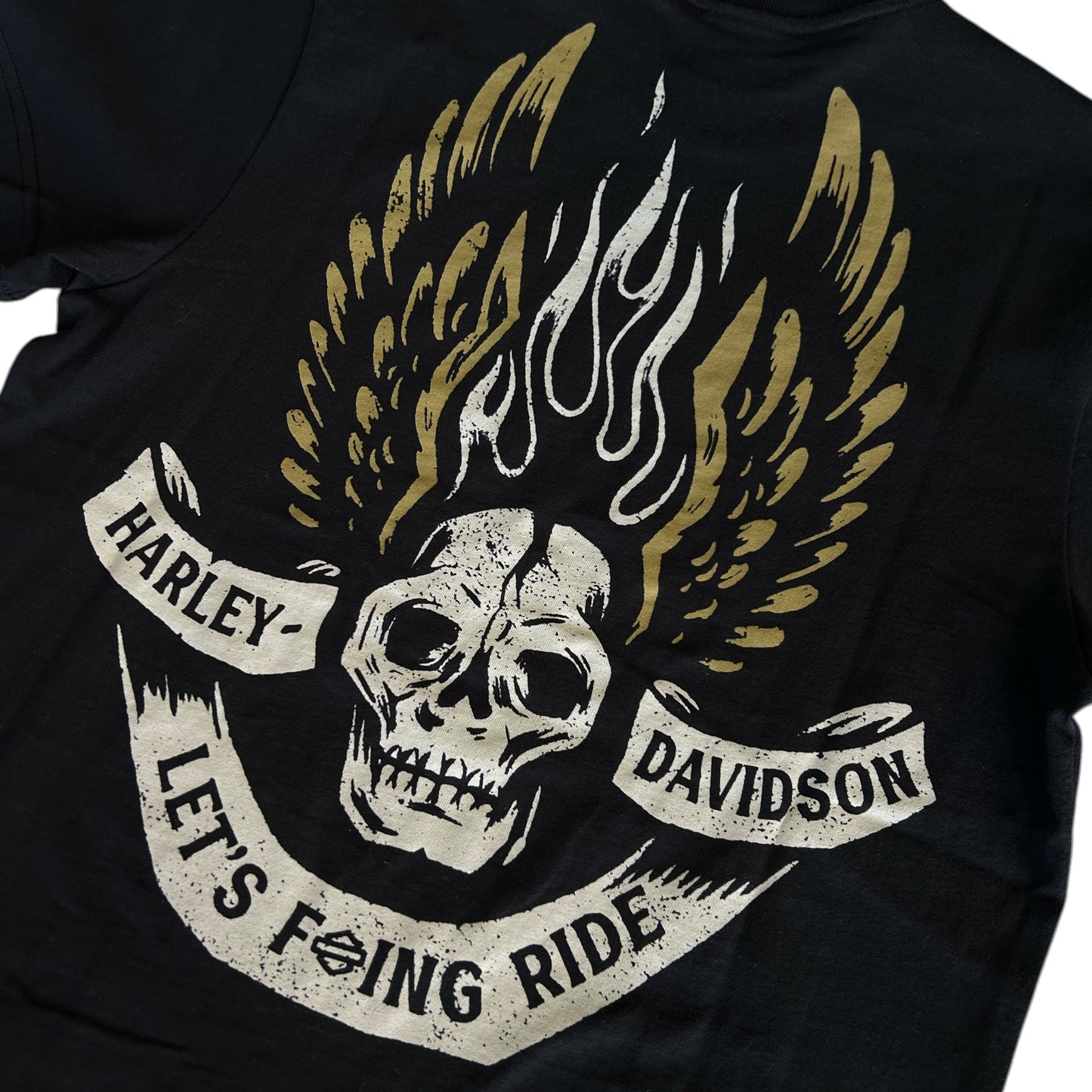 LET'S FUCKING RIDE EAGLE TEE - BLACK/GOLD