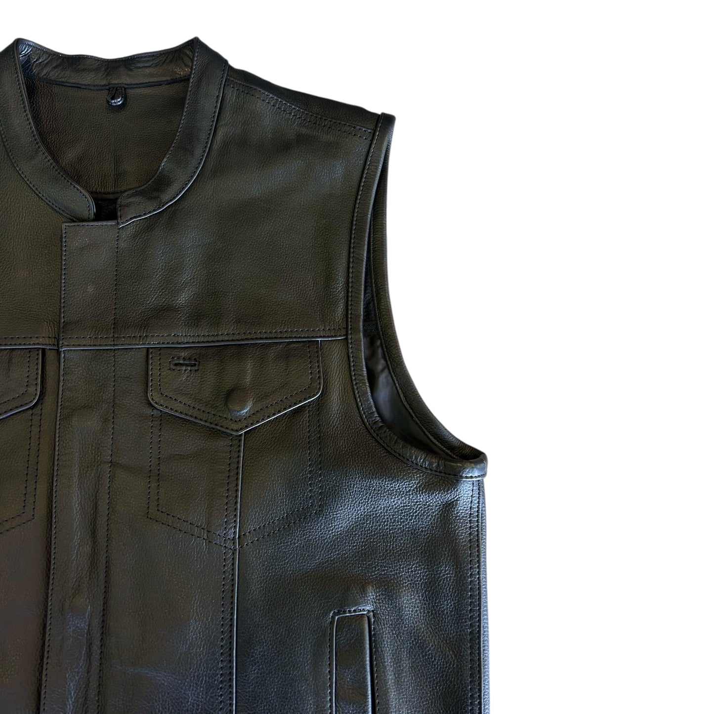 MEN'S COWHIDE LEATHER CLUB VEST - BLACK