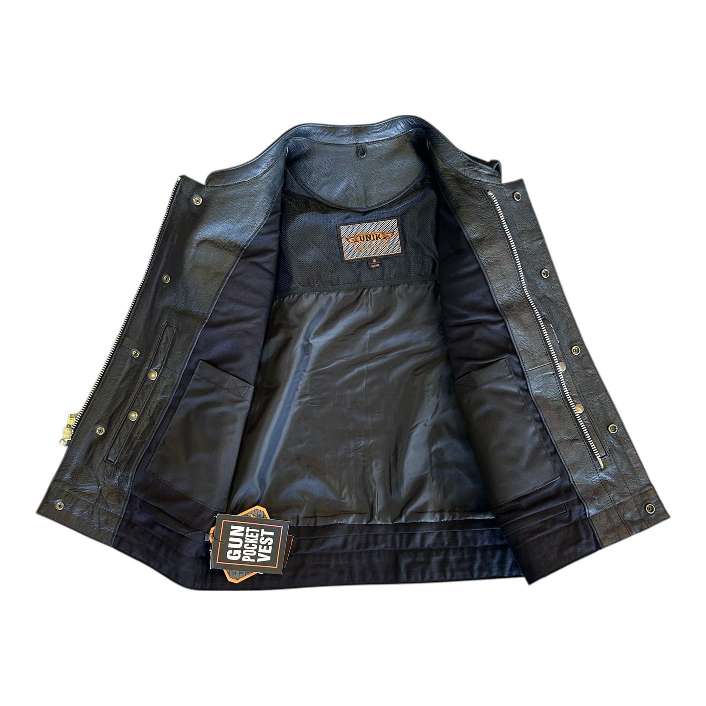 MEN'S COWHIDE LEATHER CLUB VEST - BLACK
