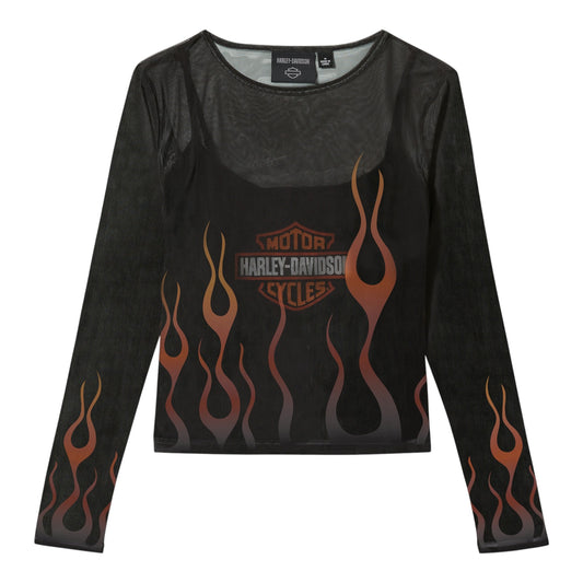 FLAMES FOR DAYS MESH TOP - BLACK