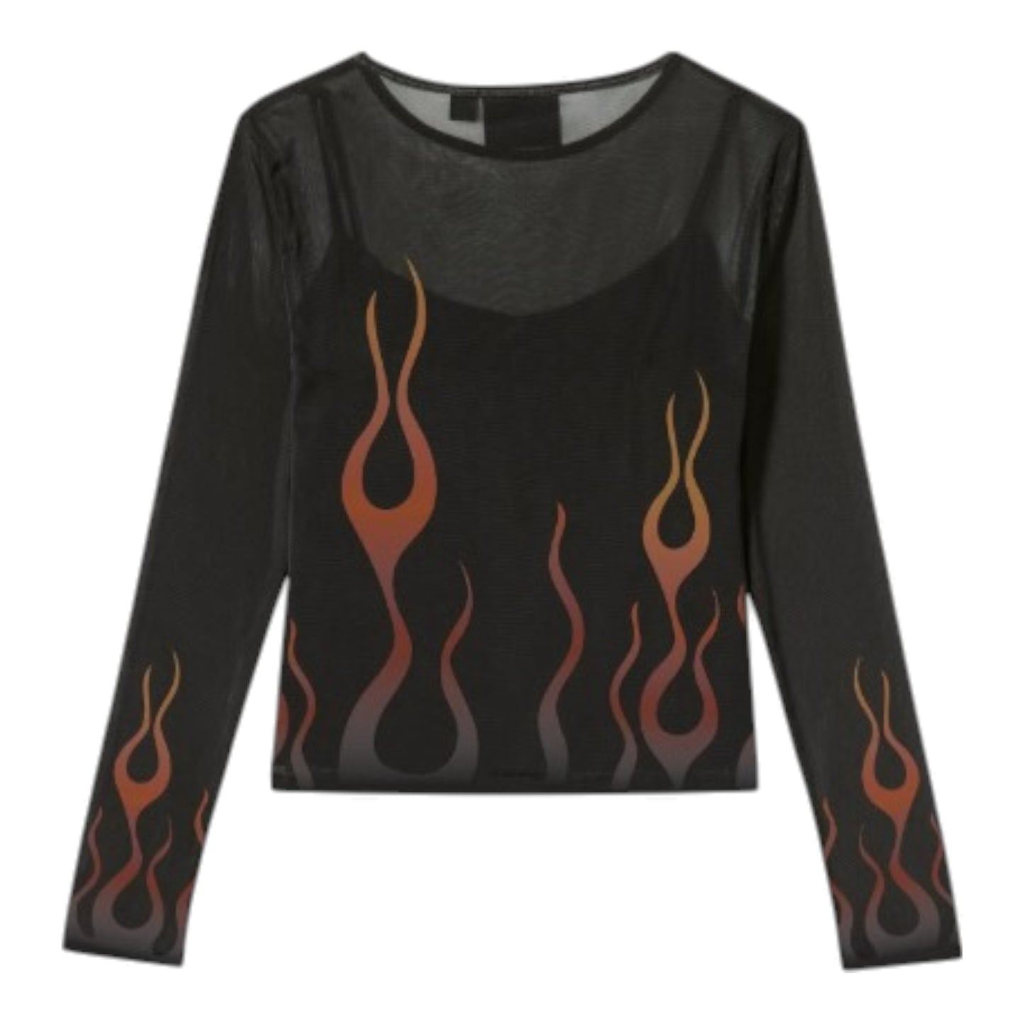 FLAMES FOR DAYS MESH TOP - BLACK