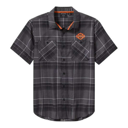 H-D TECH COOLMAX PLAID SHIRT - GREY/BLACK