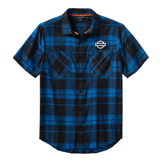 H-D TECH COOLMAX PLAID SHIRT - BLUE/BLACK
