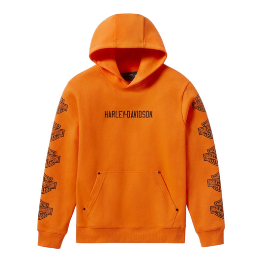 ESSENTIAL BAR & SHIELD PULLOVER HOODIE - HARLEY ORANGE