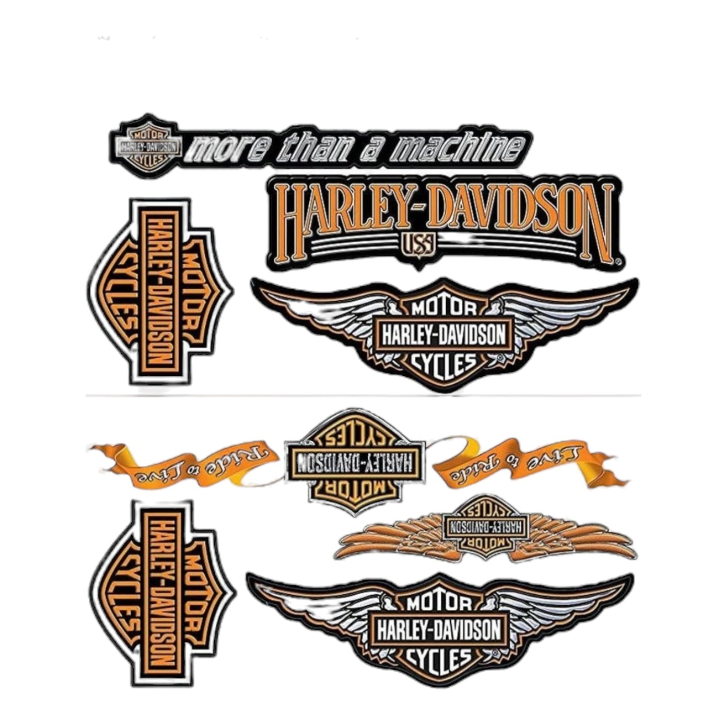 H-D 8PCS B&S BANNER DECAL