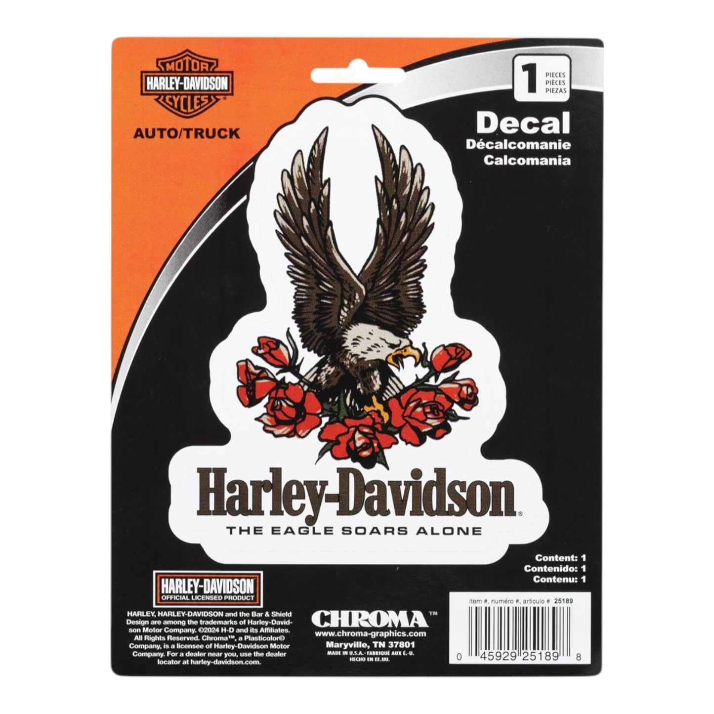 H-D EAGLE W/ROSES DECAL