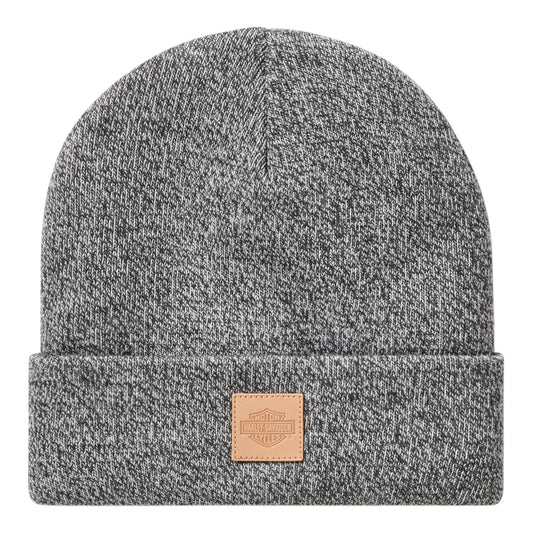 FOREVER HARLEY LEATHER PATCH BEANIE - GREY