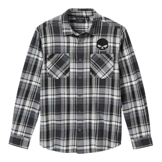 WILLIE G SKULL PLAID LONG SLEEVE SHIRT