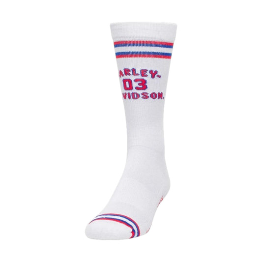 H-D MEN'S '03 LOGO MOISTURE WICKING RIDING SOCKS - WHITE