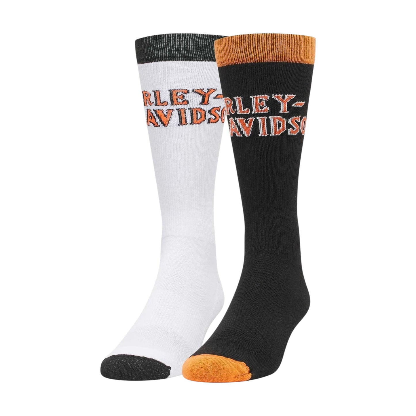 H-D MEN'S 2-PK MOISTURE WICKING RIDING MID-CALF SOCKS - BLK/WHITE
