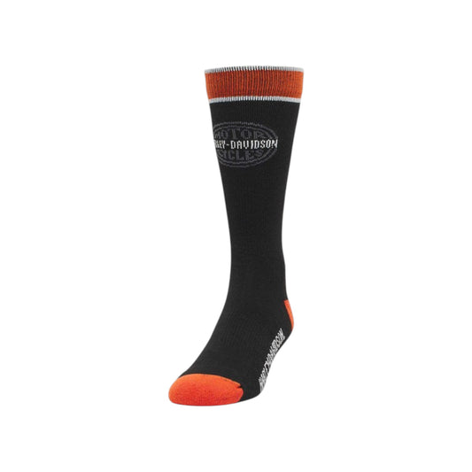 H-D MEN'S BEAT THE HEAT MOISTURE WICKING RIDING SOCKS - BLACK/ORANGE