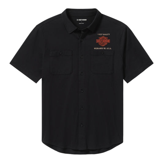 PARTS & SERVICE JERSEY BUTTON-UP SHIRT - BLACK