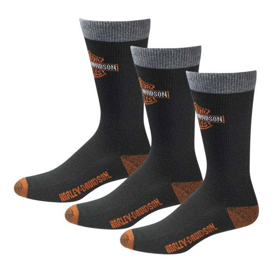3 PK RIDER MID CALF BLACK SOCKS