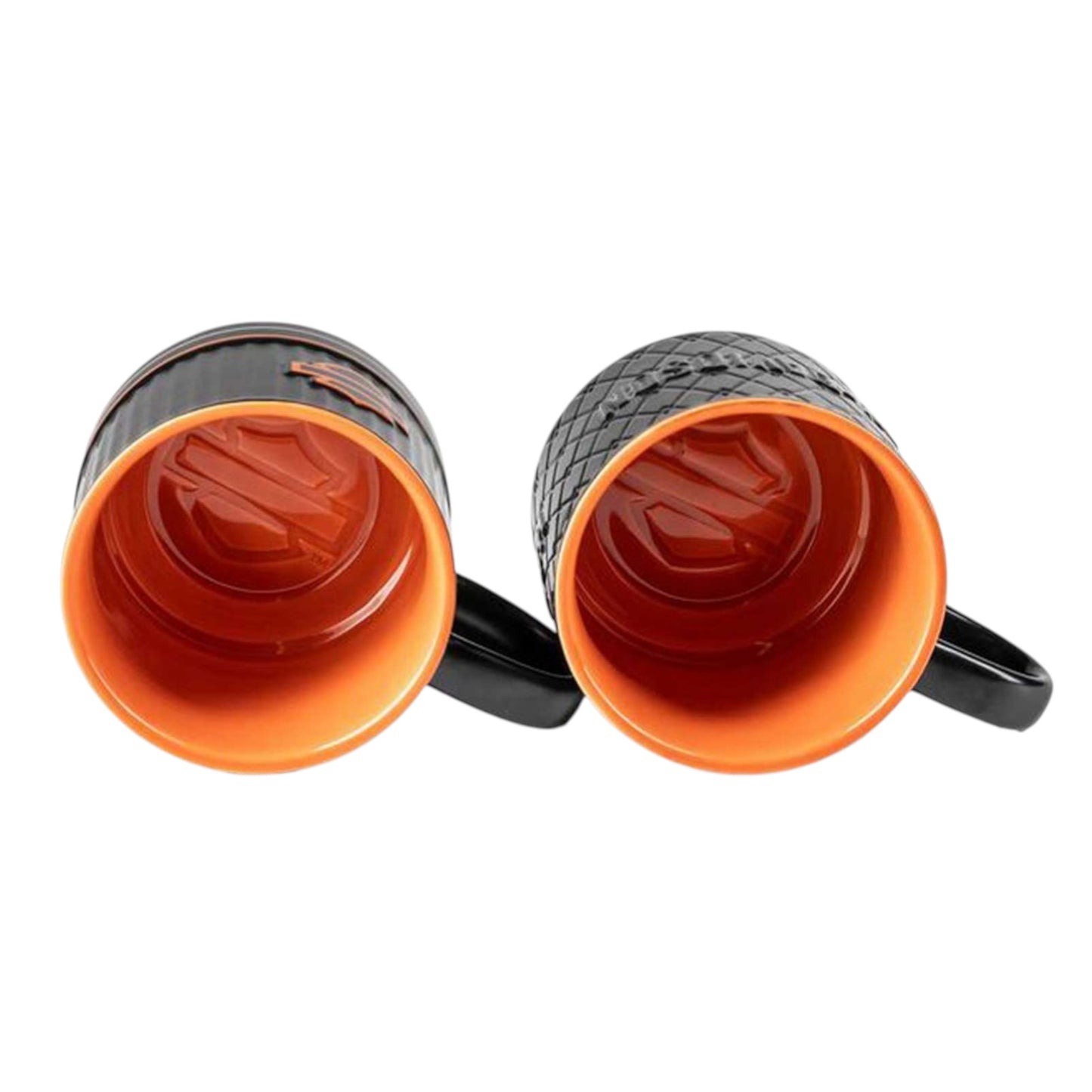 OPEN B&S EMBOSSED COFFEE MUG SET / BLACK-ORANGE