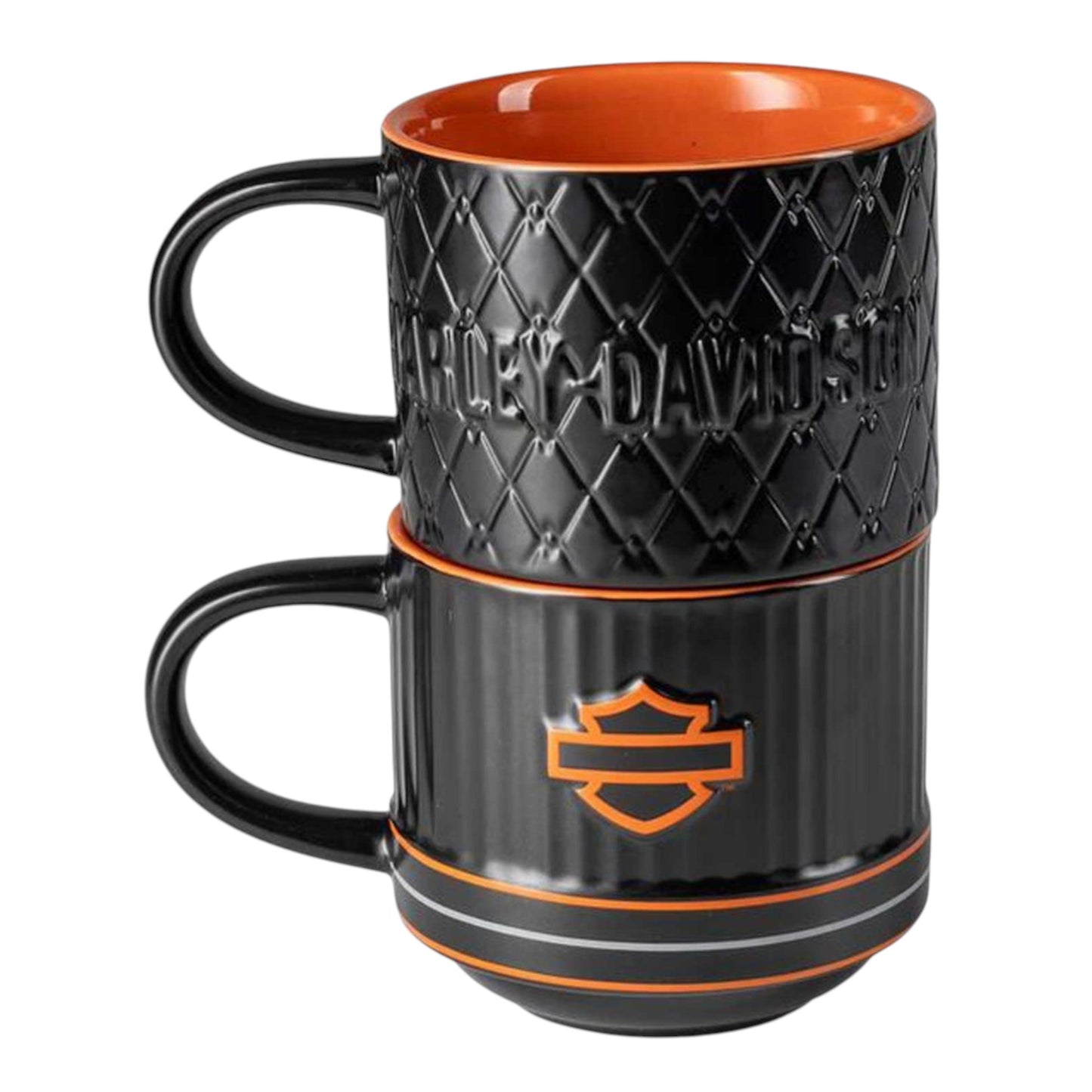 OPEN B&S EMBOSSED COFFEE MUG SET / BLACK-ORANGE
