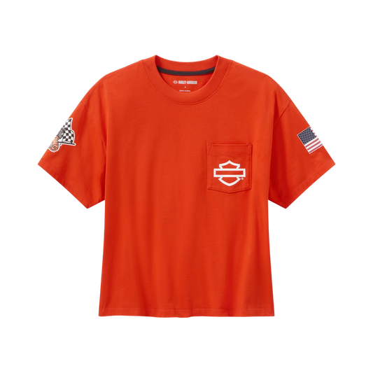 FACTORY RACING FANWEAR BOXY POCKET TEE - ORANGE