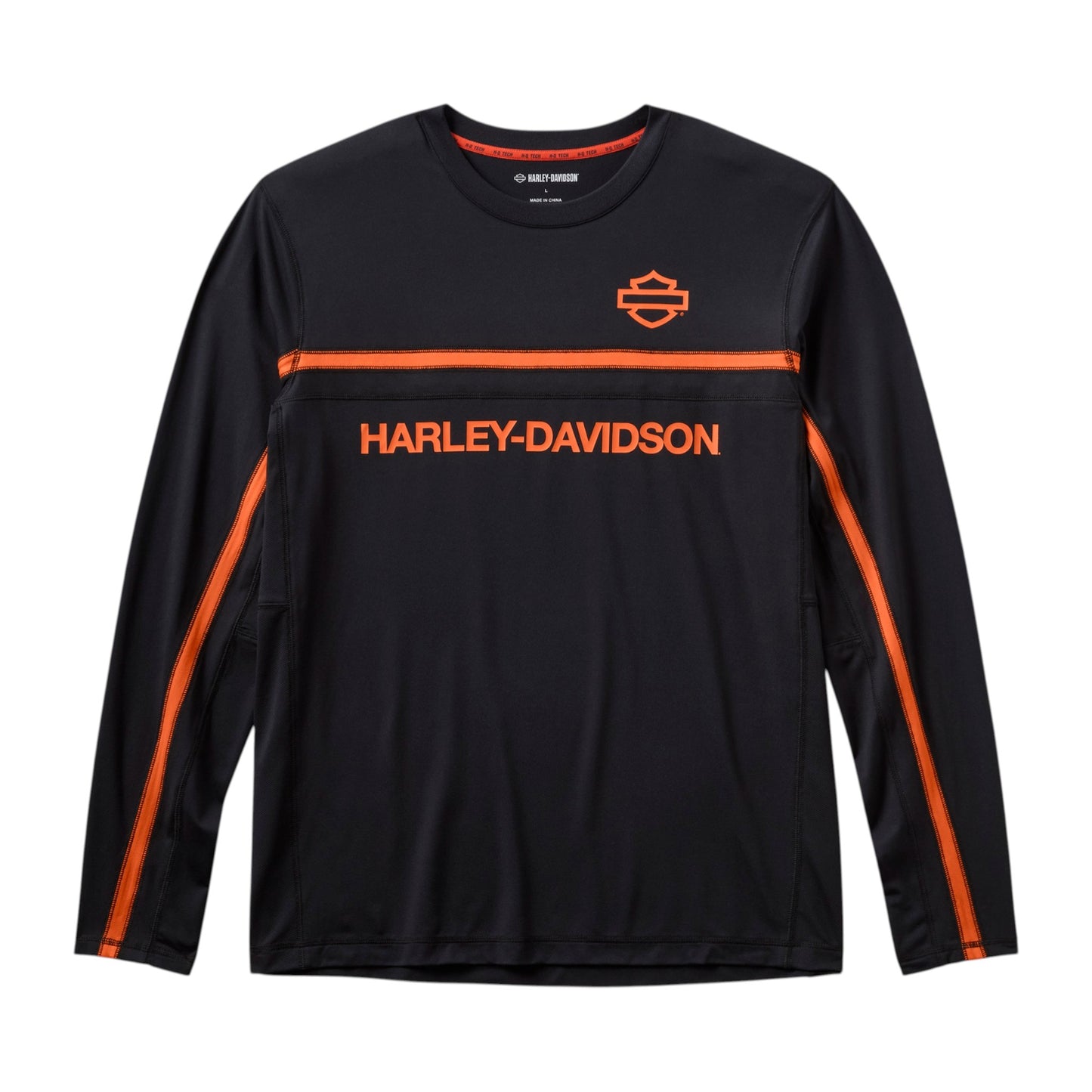 H-D TECH VENTED LONG SLEEVE KNIT CREW - BLACK