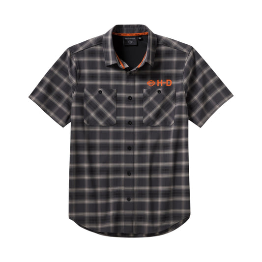 H-D TECH VENTED STRETCH COMFORT SHIRT - BLACK PLAID