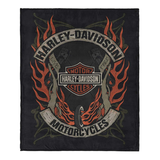 HARLEY-DAVIDSON OUTLAW BAR & SHIELD SILK TOUCH THROW BLANKET