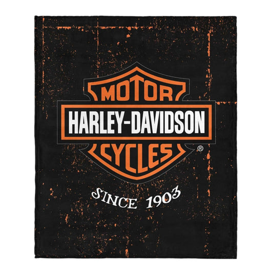 HARLEY-DAVIDSON INDUSTRIAL BAR & SHIELD SILK TOUCH THROUW BLANKET