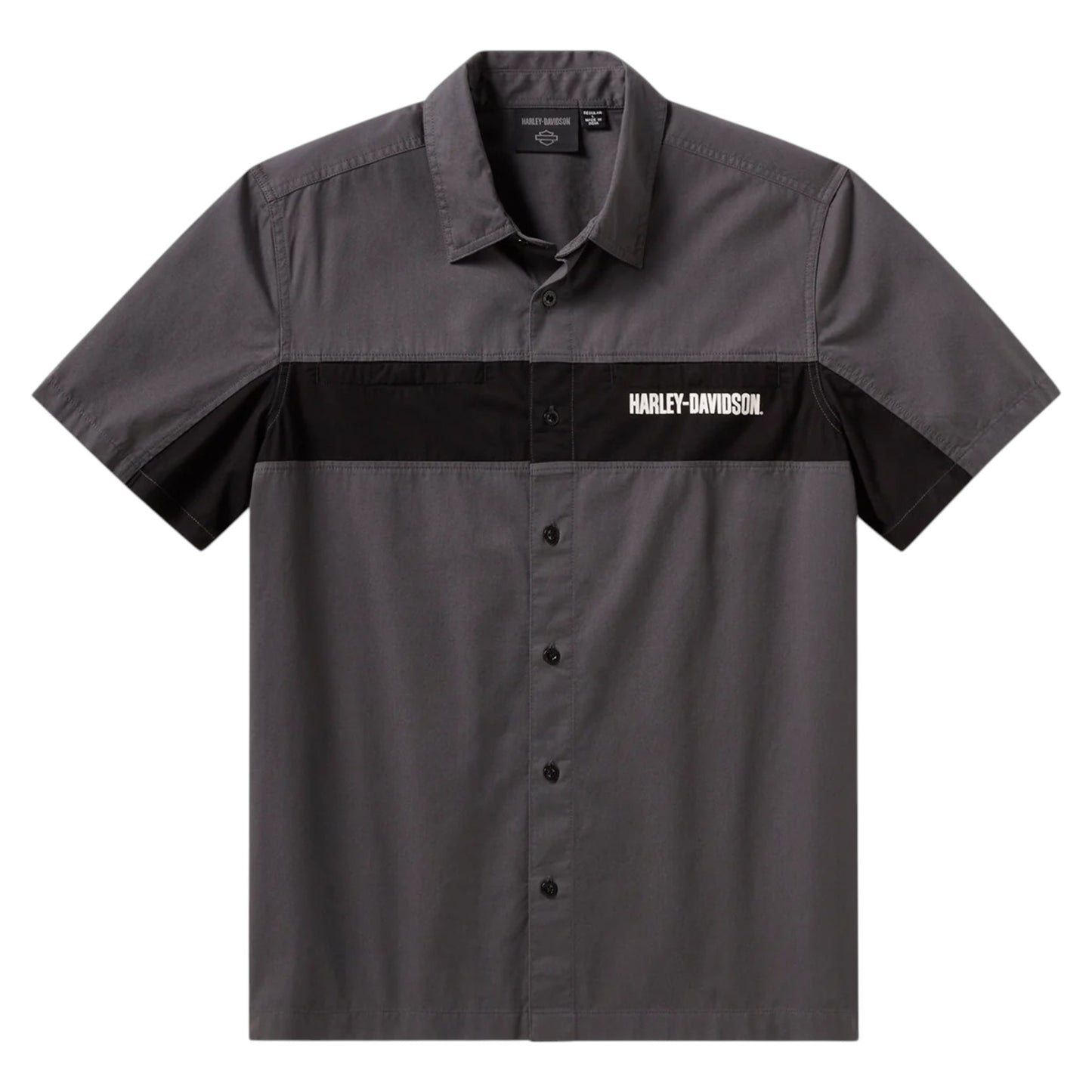 H-D ESSENTIAL COLORBLOCK MECHANICS SHIRT - ASPHALT GREY