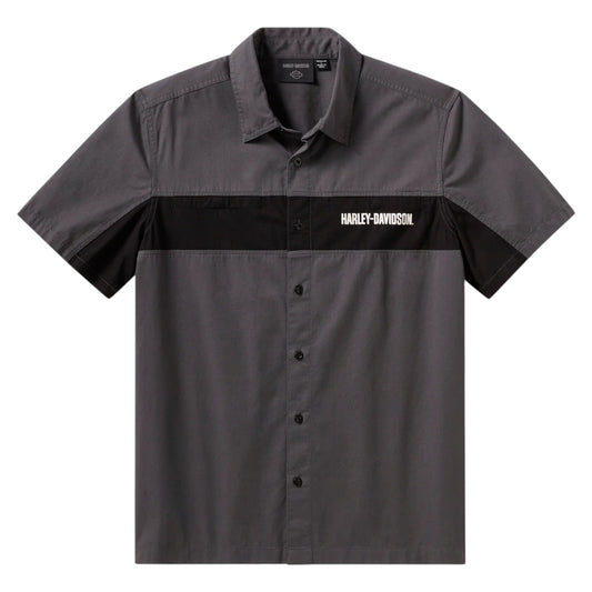 H-D ESSENTIAL COLORBLOCK MECHANICS SHIRT - ASPHALT GREY