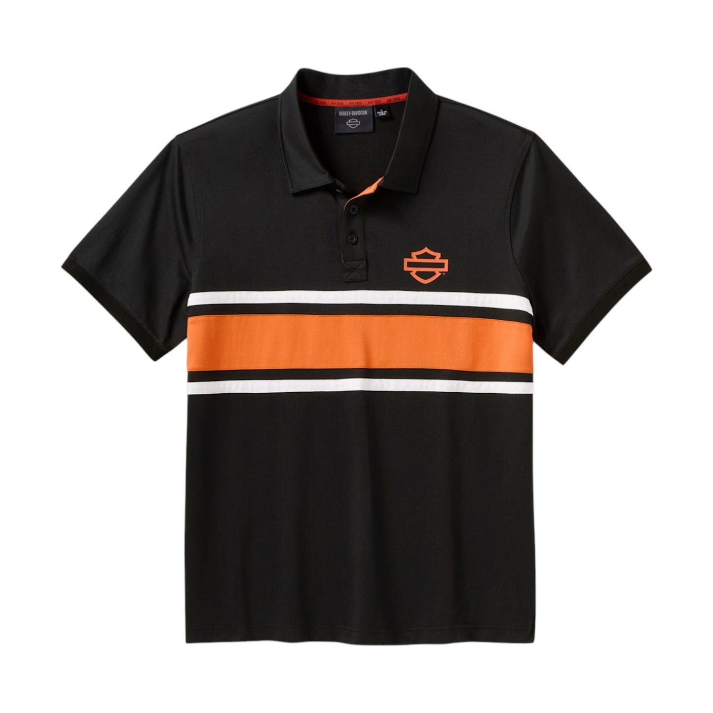 H-D TECH COOLMAX POLO - BLACK/ORANGE