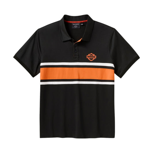 H-D TECH COOLMAX POLO - BLACK/ORANGE