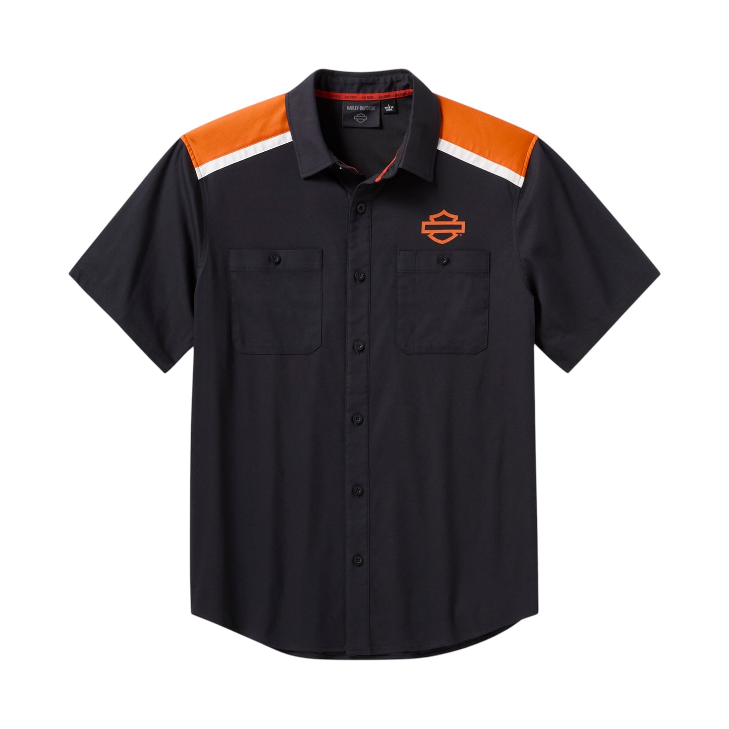 H-D TECH COOLMAX COLORBLOCK SHIRT - BLACK/ORANGE/WHITE