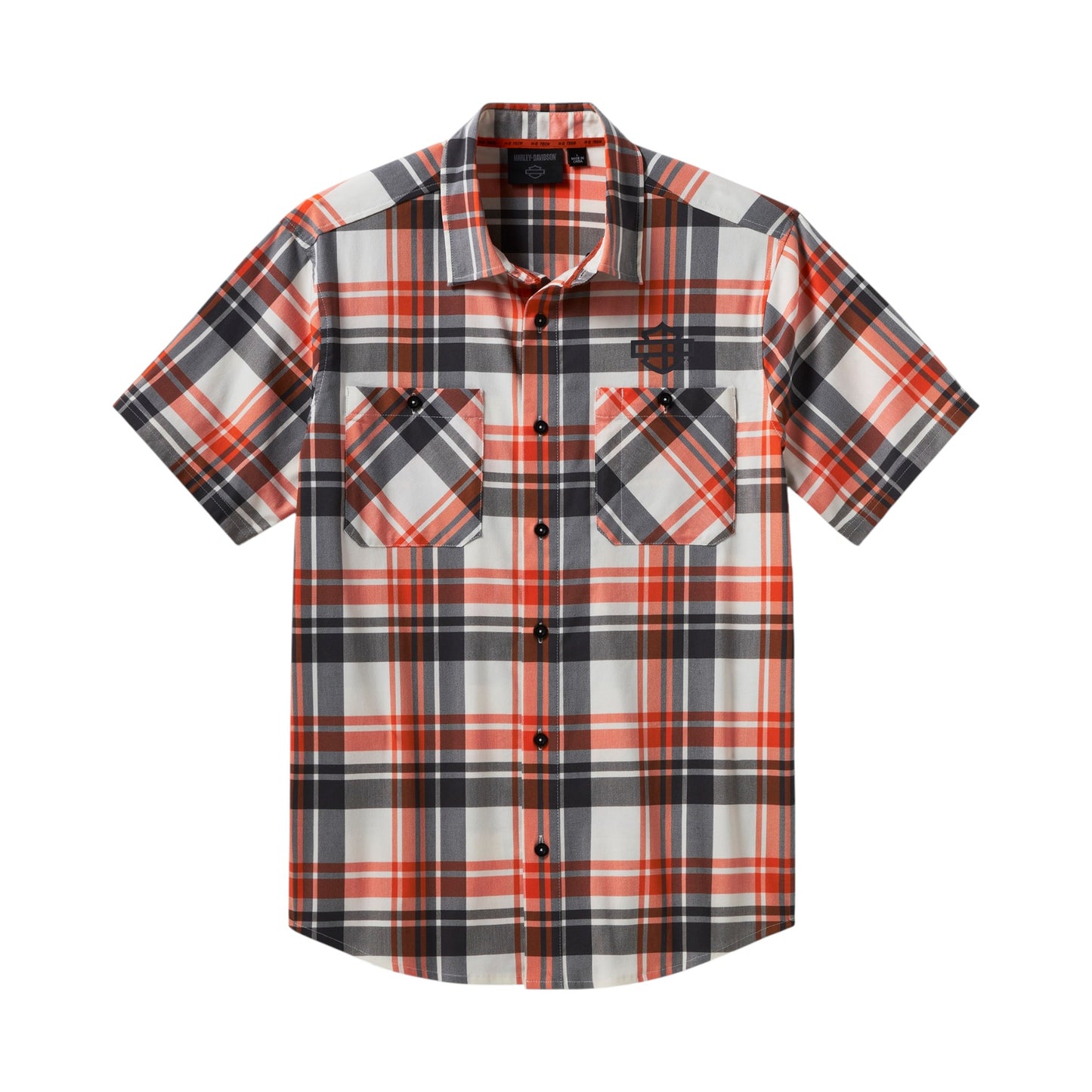 H-D TECH COOLMAX PLAID SHIRT - ORANGE PLAID