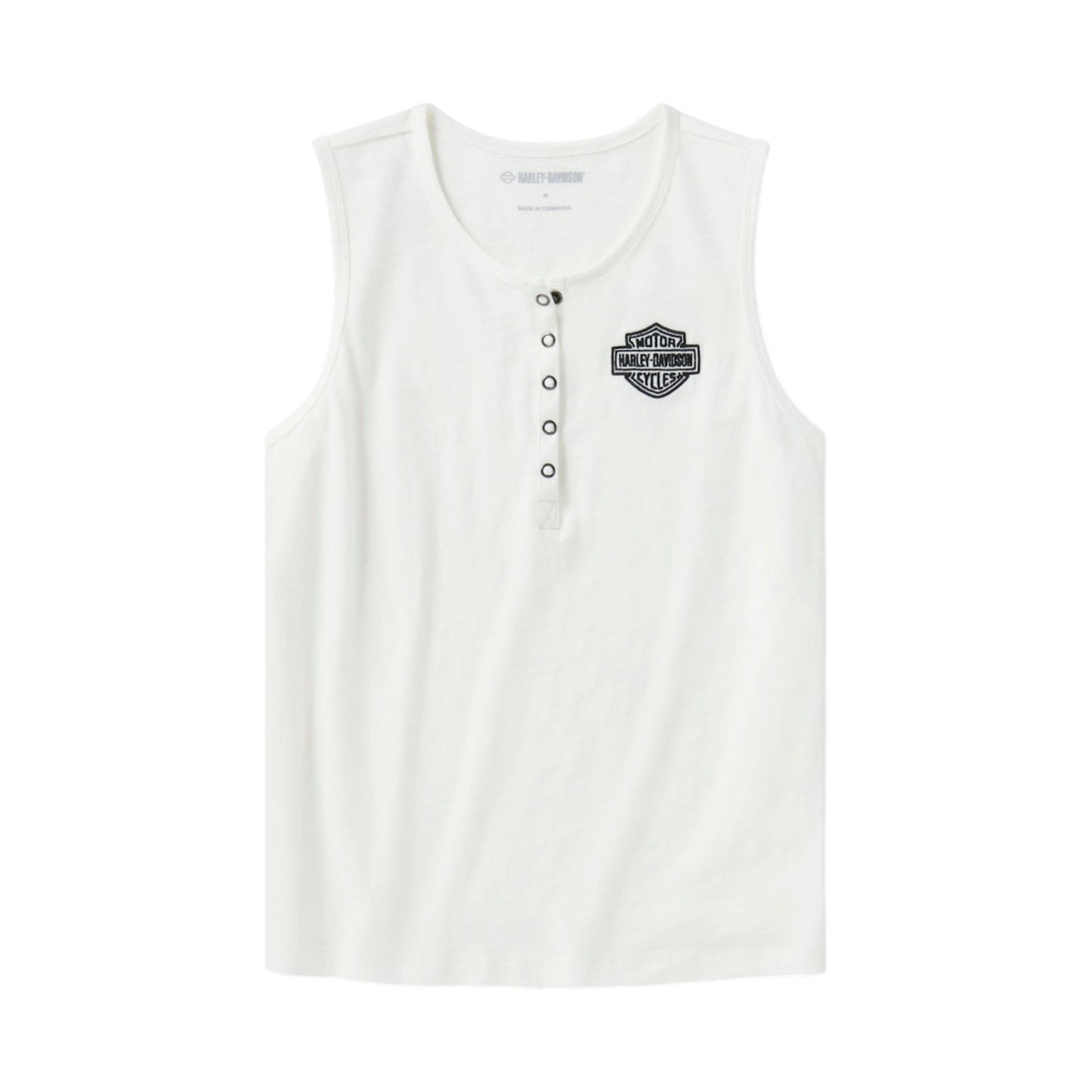 H-D ESSENTIAL SLEEVELESS SNAP HENLEY - WHITE