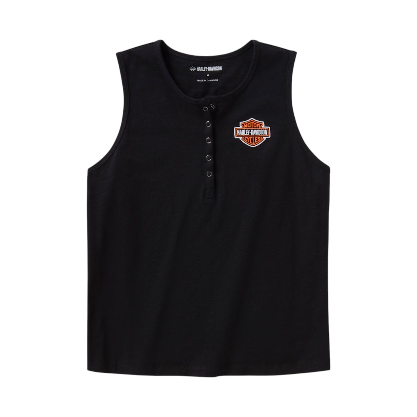 H-D ESSENTIAL SLEEVELESS SNAP HENLEY - BLACK