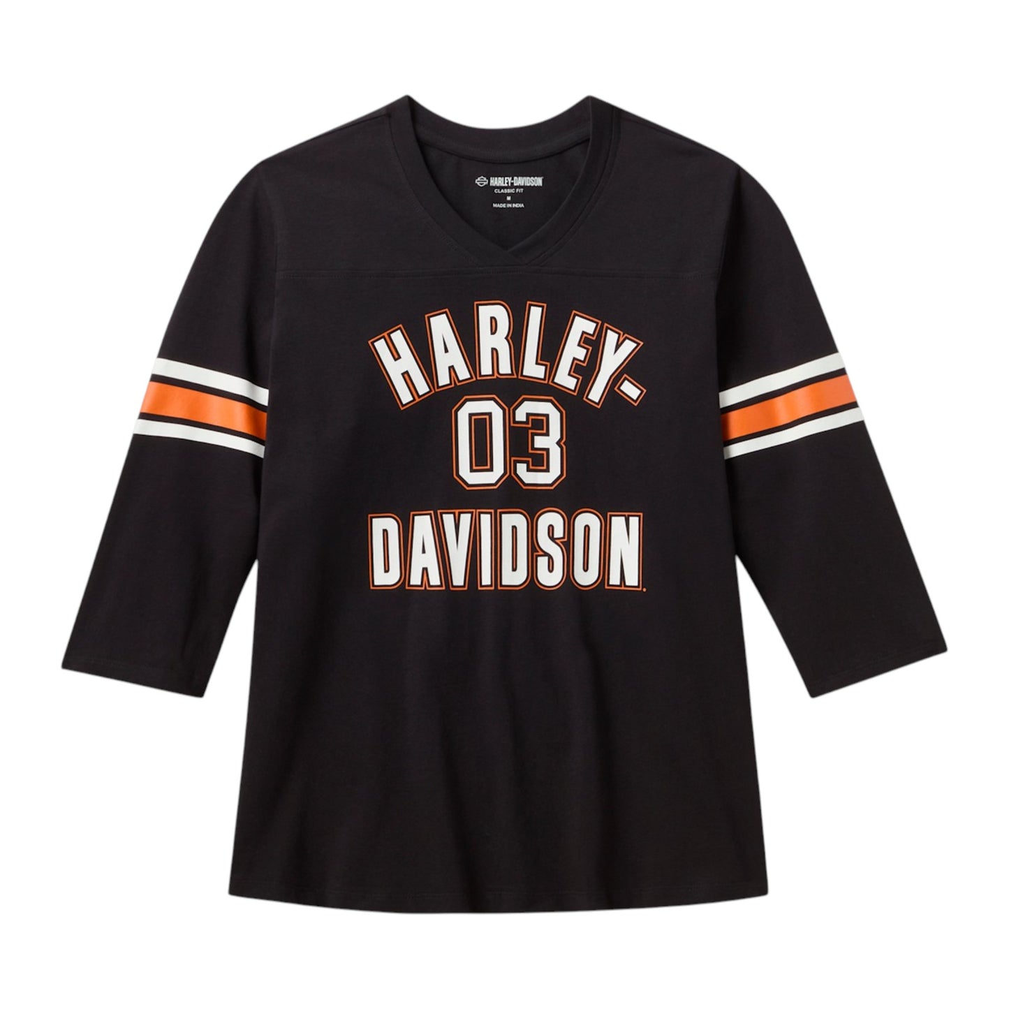 H-D ESSENTIAL 3/4 SLEEVE V-NECK - BLACK
