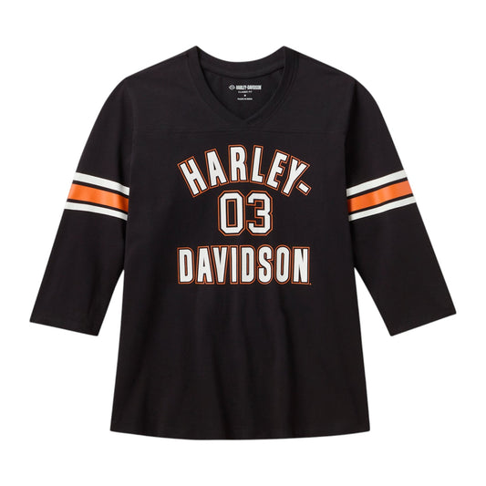 H-D ESSENTIAL 3/4 SLEEVE V-NECK - BLACK