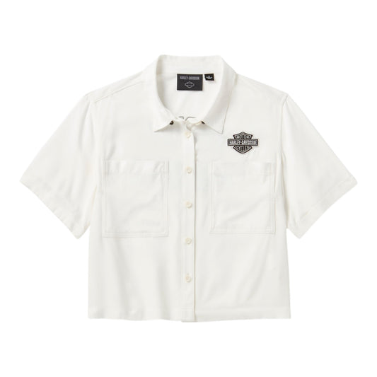 H-D ESSENTIAL BOXY WOVEN TOP - WHITE