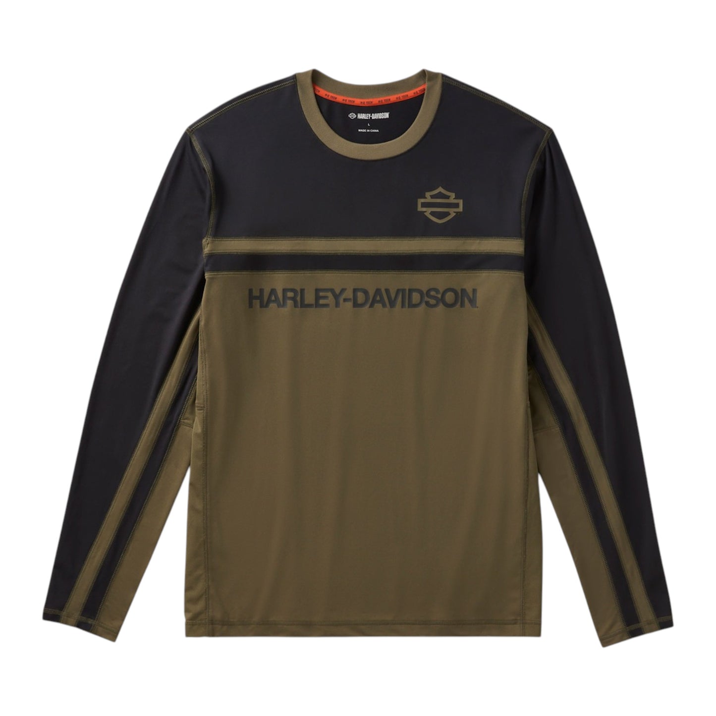 H-D TECH COLORBLOCK VENTED LONG SLEEVE CREW - GREEN