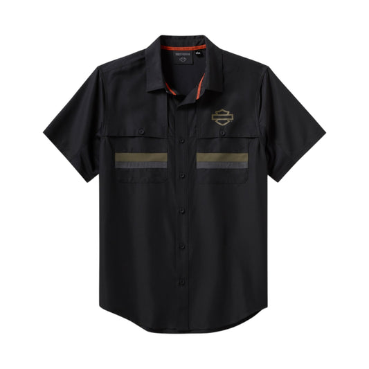 H-D TECH VENTED SHORT SLEEVE SHIRT - BLACK/GREEN
