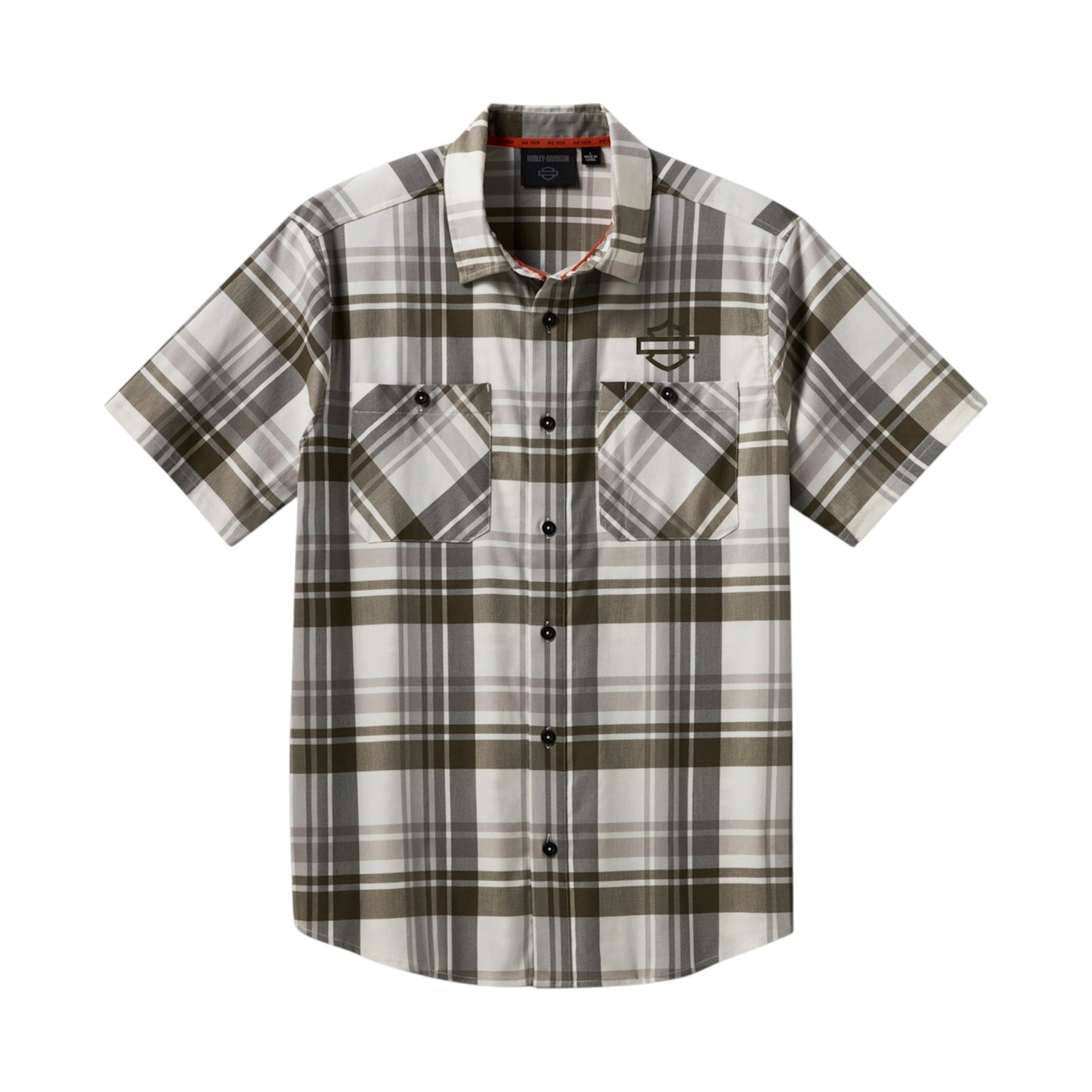 H-D TECH COOLMAX PLAID SHIRT - WHITE/GREEN