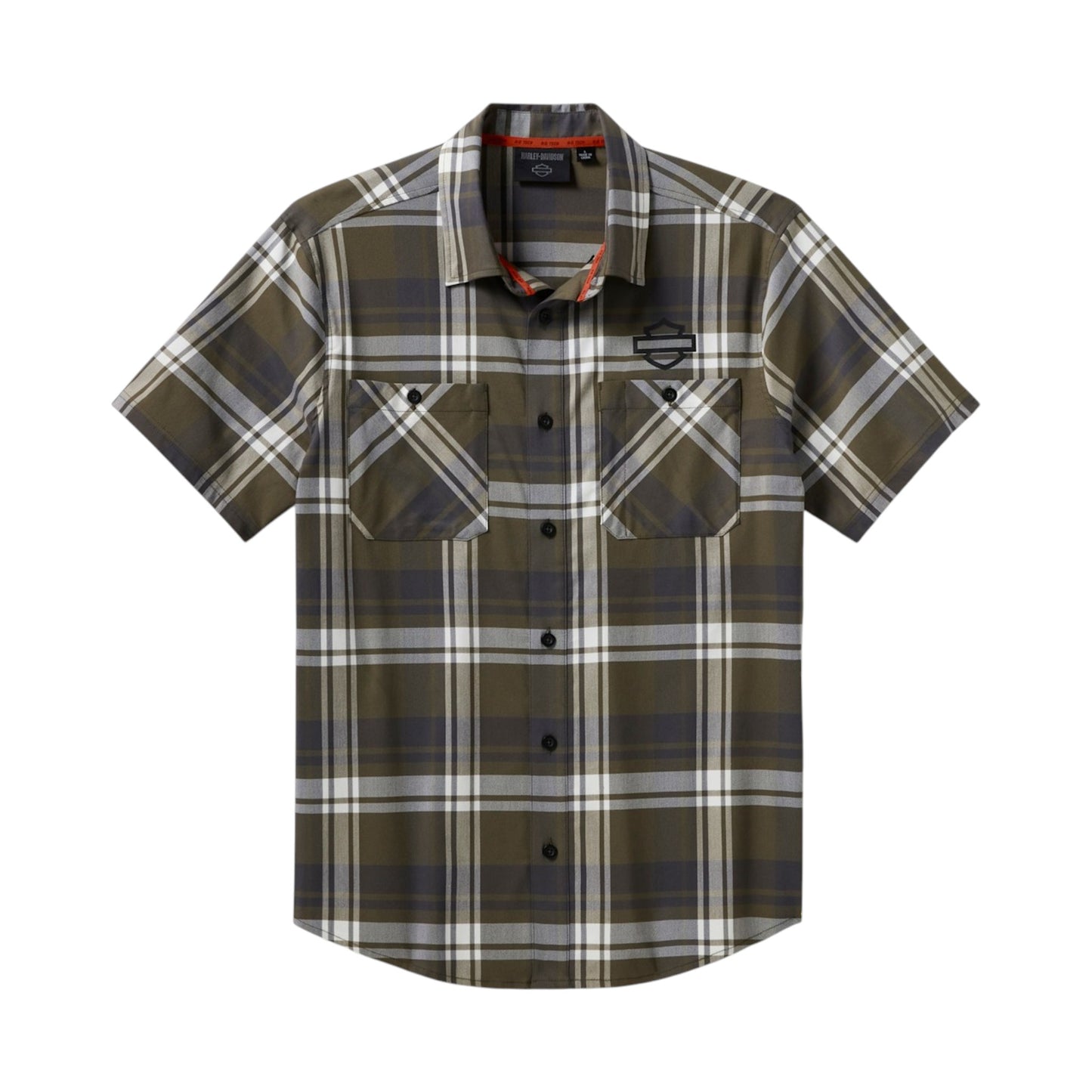 H-D TECH COOLMAX PLAID SHIRT - ASPHALT GREY/GREEN