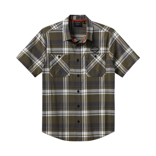 H-D TECH COOLMAX PLAID SHIRT - ASPHALT GREY/GREEN