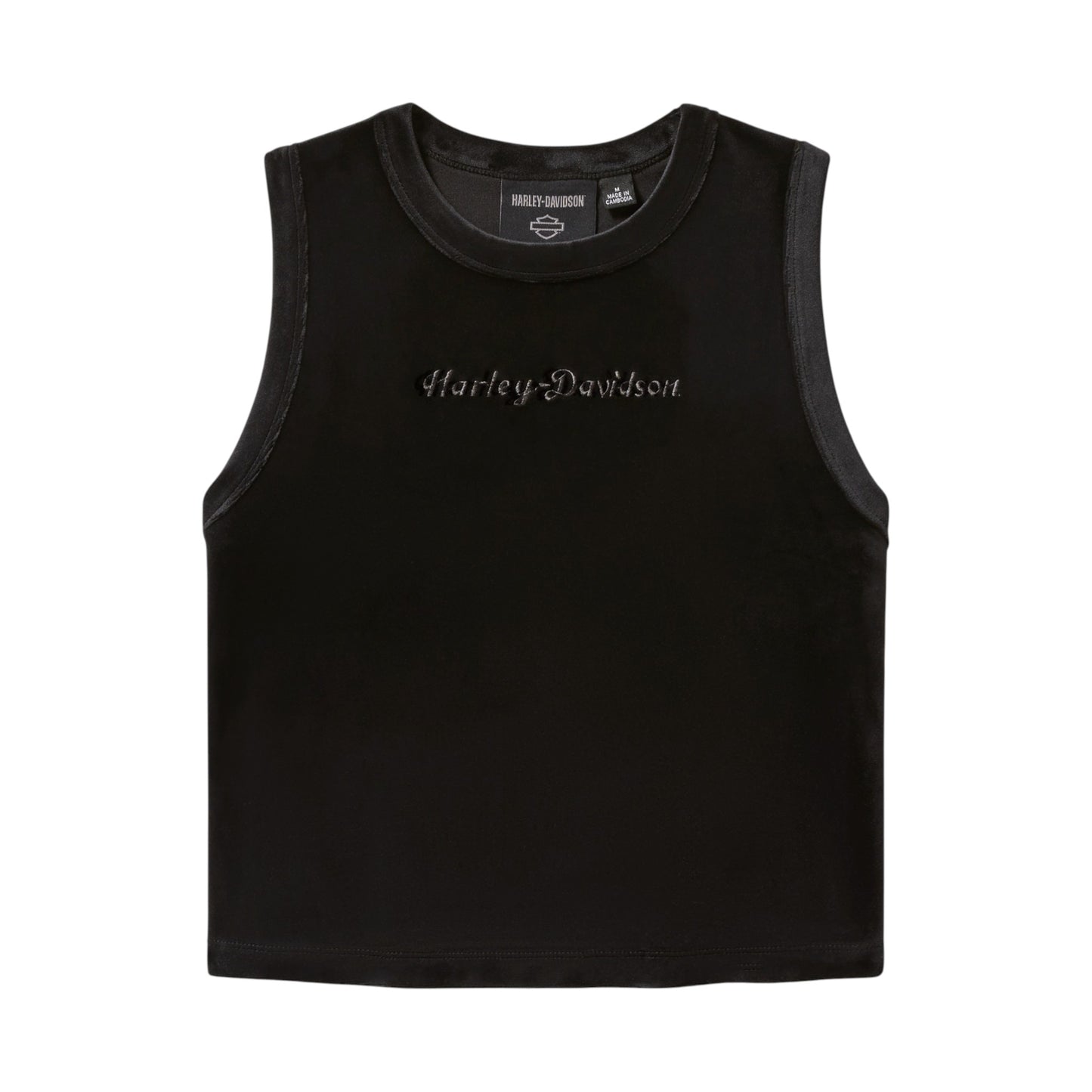 VELOUR CREW NECK TANK - BLACK